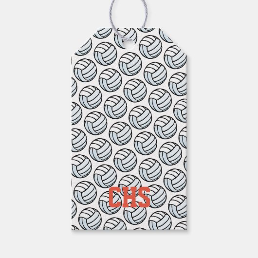 バレーボールスポーツホワイトブラックパーソナライズされたパーティー ギフトタグ (正面)