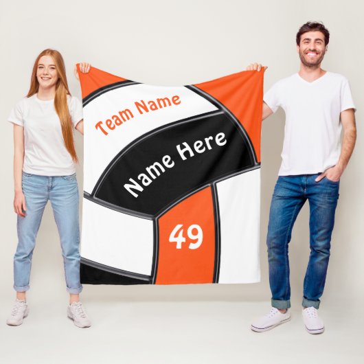 バレーボールスローブランケットオレンジ、白、黒 フリースブランケット (インサイチュ)