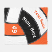 バレーボールスローブランケットオレンジ、白、黒 フリースブランケット (正面(横))