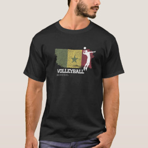 バレーボールセネガル国旗の女の子バレーボール女性 Tシャツ