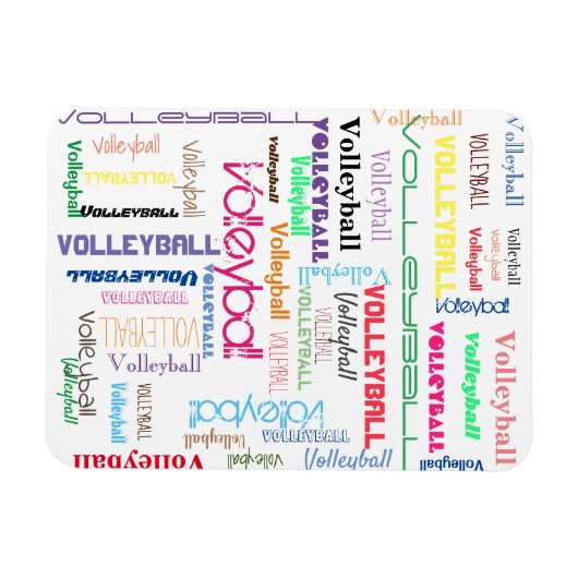 バレーボールタイポグラフィフレキシブルフォトマグネット マグネット (横)