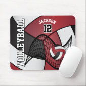 バレーボール🏐ダークレッド、ホワイト、ブラックのスポーツ マウスパッド (マウス)