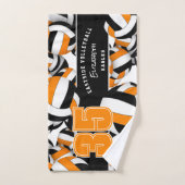 バレーボールチームのスピリットギフトブラックオレンジ ハンドタオル (ハンドタオル)