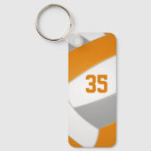 バレーボールチームのスポーツアスリート名オレンジグレー キーホルダー (正面)