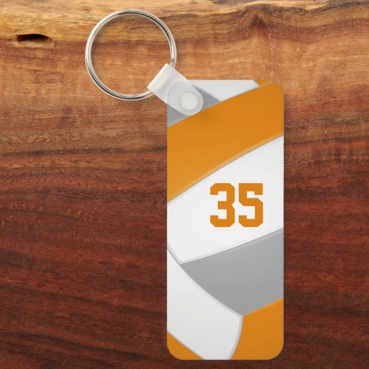 バレーボールチームのスポーツアスリート名オレンジグレー キーホルダー (正面)