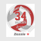 バレーボールチームの色が赤いグレー シール (シート)