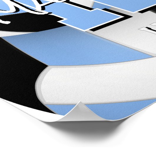 バレーボールチームの色(写真はlt blue black) ポスター (角)