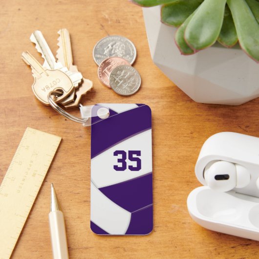 バレーボールチームアスリートジャージー番号パープル キーホルダー (デスク)