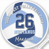 バレーボールチームカラーキッズネイビーライトブルー シール (正面)