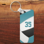 バレーボールチームスポーツアスリート名ティール（緑がかった色）ブラック キーホルダー (正面)