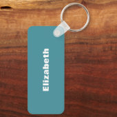 バレーボールチームスポーツアスリート名ティール（緑がかった色）ブラック キーホルダー (裏面)