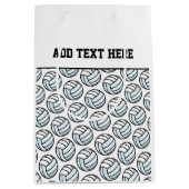 バレーボールチームスポーツカスタム文字ホワイトブラック ミディアムペーパーバッグ (正面)