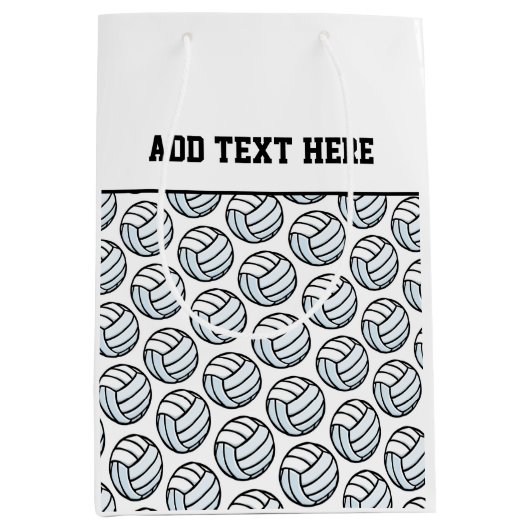 バレーボールチームスポーツカスタム文字ホワイトブラック ミディアムペーパーバッグ (正面)