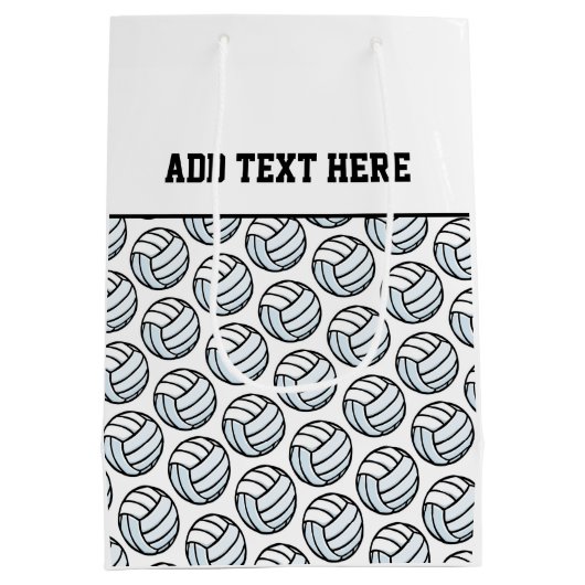 バレーボールチームスポーツカスタム文字ホワイトブラック ミディアムペーパーバッグ (裏面)
