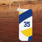 バレーボールチームスポーツギフトブルー金ゴールド キーホルダー (正面)