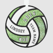 バレーボールチームプレーヤーグリーングリッタークリスマス オーナメント (裏面)