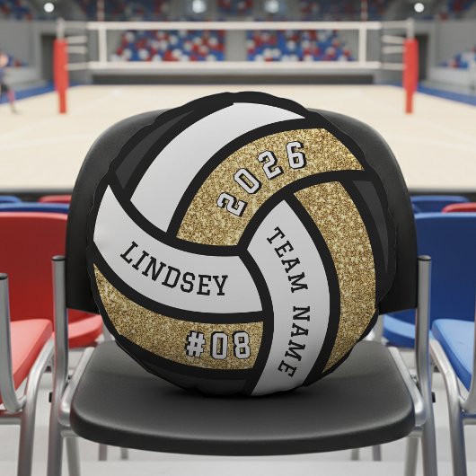 バレーボールチームプレーヤー金ゴールドグリッター ラウンドクッション