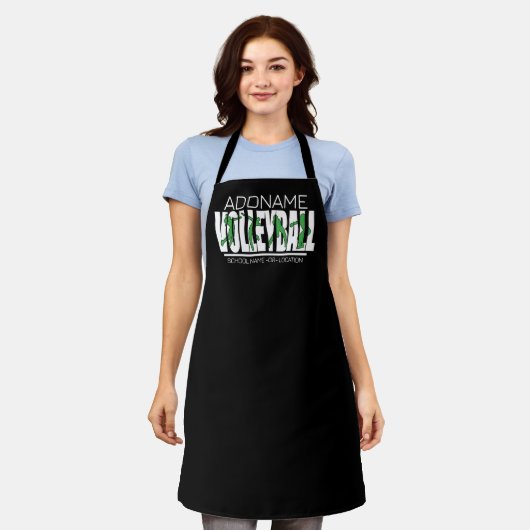 バレーボールチームプレーヤーADD NAMEスクールトップアスリート エプロン (着用した状態)