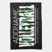 バレーボールチームプレーヤーADD NAMEスクールトップアスリート キッチンタオル (縦)