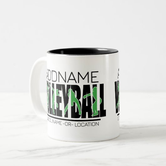 バレーボールチームプレーヤーADD NAMEスクールトップアスリート ツートーンマグカップ (正面左)