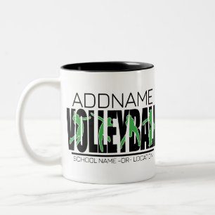 バレーボールチームプレーヤーADD NAMEスクールトップアスリート ツートーンマグカップ