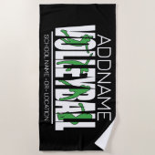 バレーボールチームプレーヤーADD NAMEスクールトップアスリート ビーチタオル (正面)