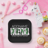 バレーボールチームプレーヤーADD NAMEスクールトップアスリート ペーパープレート (パーティー)