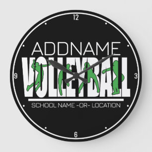 バレーボールチームプレーヤーADD NAMEスクールトップアスリート ラージ壁時計