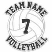 バレーボールチーム名&プレイヤー番号カスタムスポーツ シール (正面)