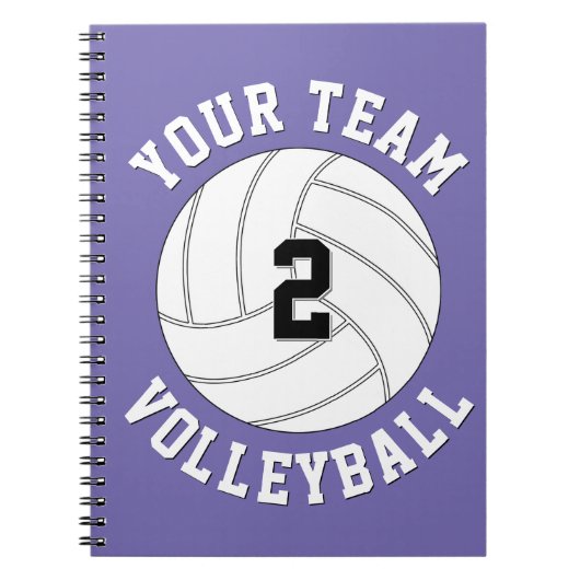 バレーボールチーム名&選手ジャージー番号スポーツ ノートブック (正面)
