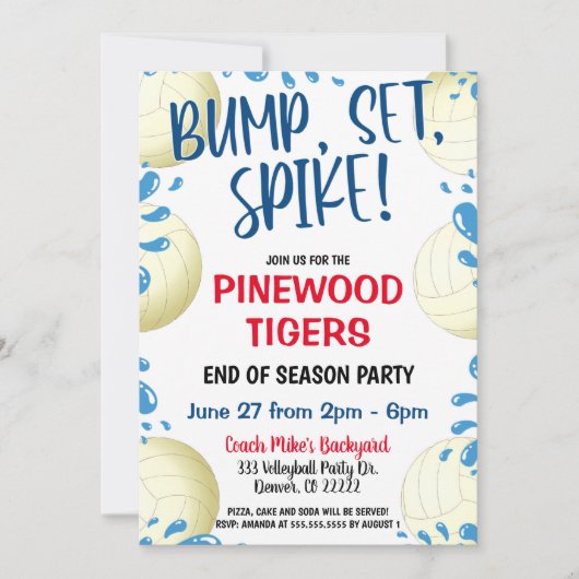 バレーボールチーム招待状 招待状 (正面)