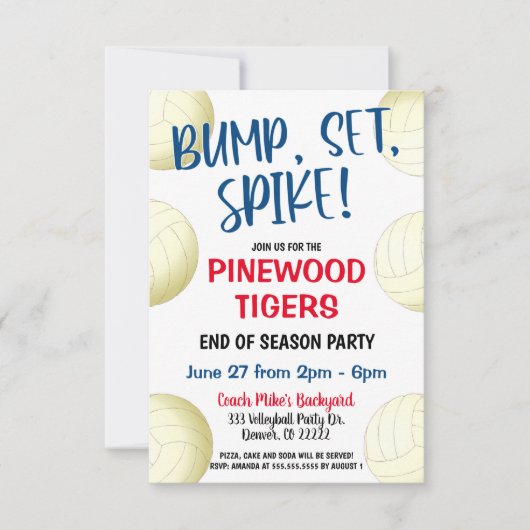 バレーボールチーム招待状 招待状 (正面)