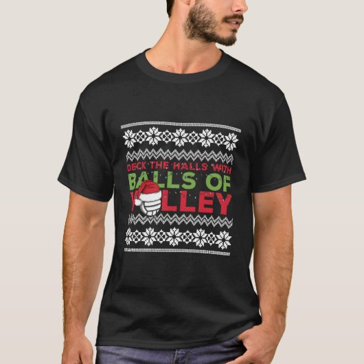 バレーボールチーム醜いセーターChristmas Lightsサン Tシャツ (正面)