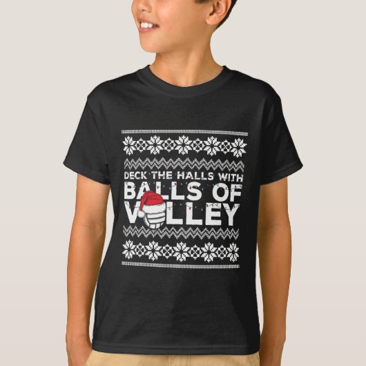 バレーボールチーム醜いセーターChristmas Lightsサン Tシャツ (正面)