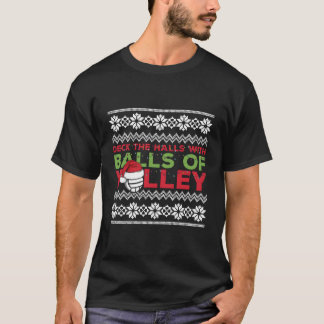 バレーボールチーム醜いセーターChristmas Lightsサン Tシャツ