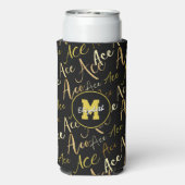 バレーボールテニス金ゴールドエース文字パターンブラック スリム缶クーラー (Seltzer裏面)