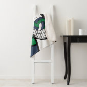 バレーボール🏐ネイビーブルー、ホワイト、グリーンのスポーツ シェルパブランケット (インサイチュ)