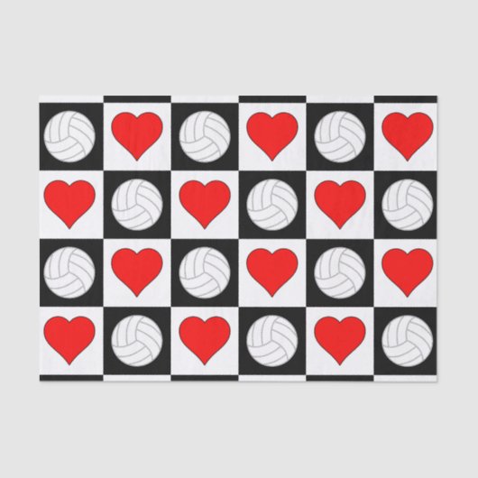 バレーボールハートラブギフトラッピングティッシュペーパー 薄葉紙 (正面)