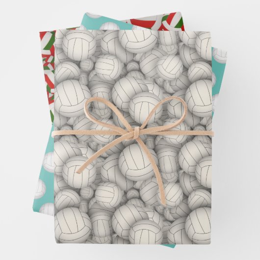 バレーボールパターンのクリスマスまたは任意の大事な行事 ラッピングペーパーシート (インサイチュ)