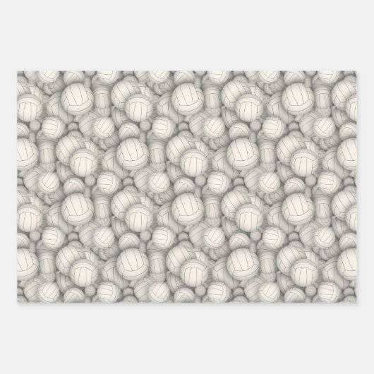 バレーボールパターンのクリスマスまたは任意の大事な行事 ラッピングペーパーシート (正面)