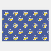 バレーボールパターンキッズ名誕生日ラッピング ラッピングペーパーシート (正面3)