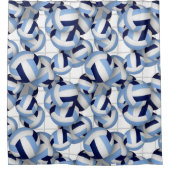 バレーボールパターンw net bkgrd navy lt blue シャワーカーテン (正面)