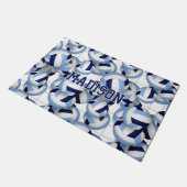 バレーボールパターンw net bkgrd navy lt blue ドアマット (アングル)
