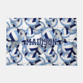 バレーボールパターンw net bkgrd navy lt blue ドアマット (正面)