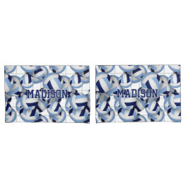 バレーボールパターンw net bkgrd navy lt blue 枕カバー