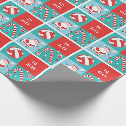 バレーボールパーソナライズされたのクリスマス ラッピングペーパー (角)