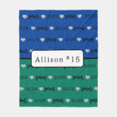バレーボールパーソナライズされたシニアブルーとグリーン フリースブランケット (正面)