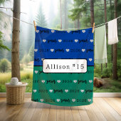 バレーボールパーソナライズされたシニアブルーとグリーン フリースブランケット