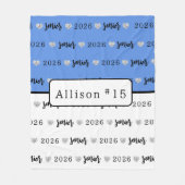 バレーボールパーソナライズされたシニアブルーとホワイト フリースブランケット (正面)