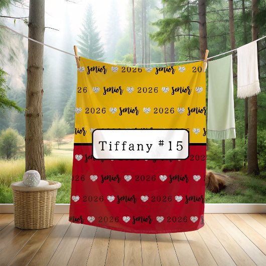 バレーボールパーソナライズされたシニア名と番号 フリースブランケット